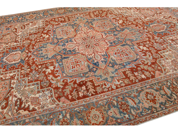 Antique Heriz Wool Rug 8 X 12