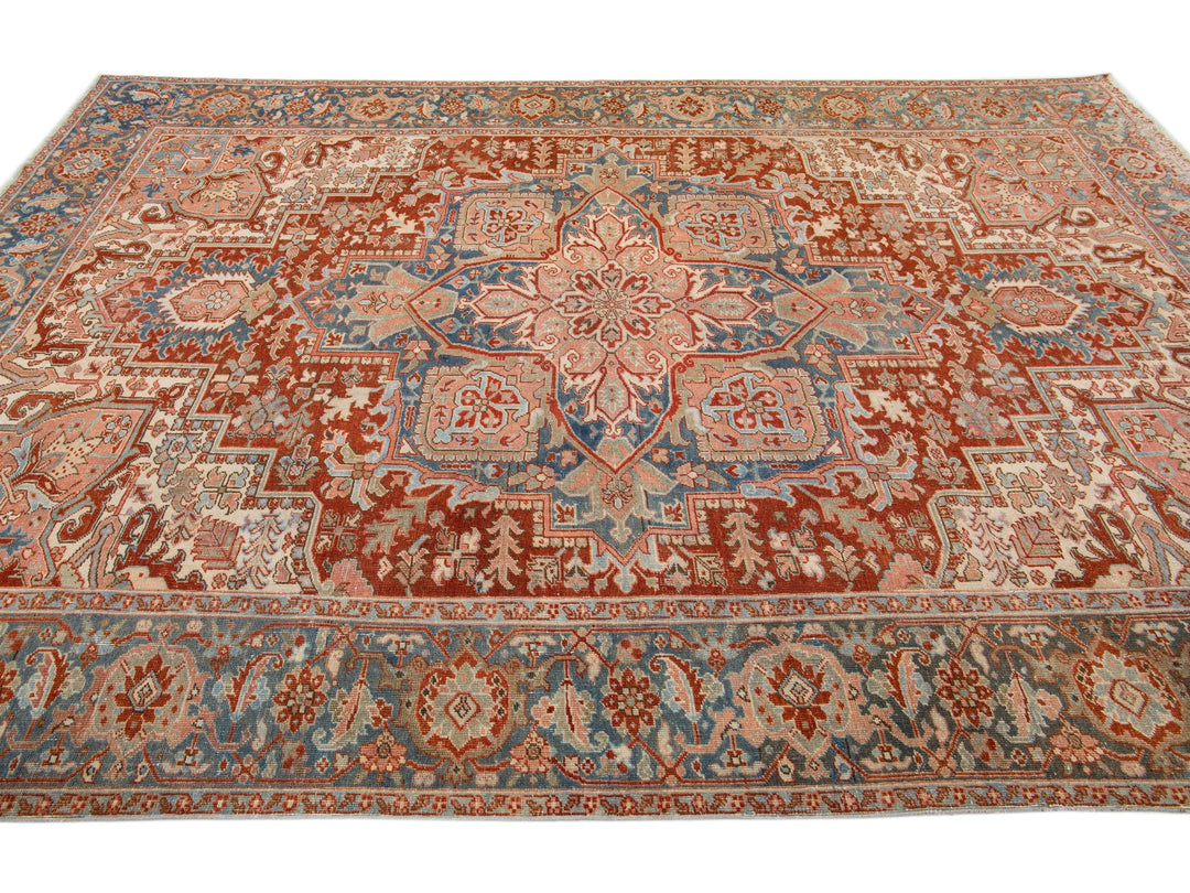 Antique Heriz Wool Rug 8 X 12
