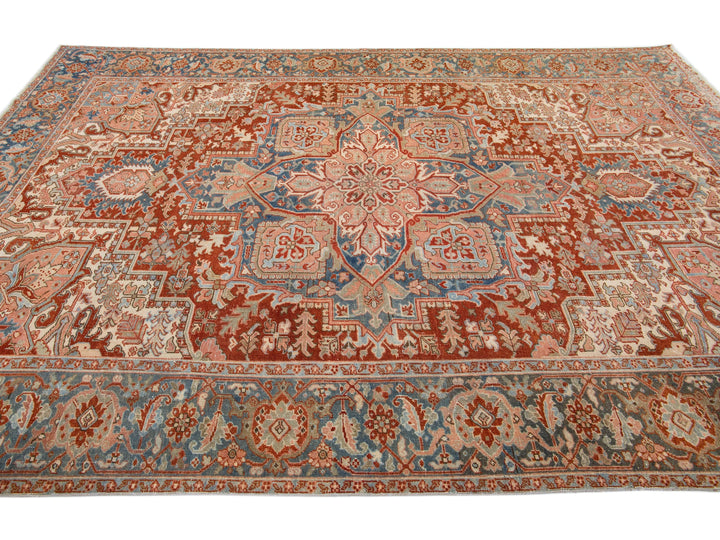 Antique Heriz Wool Rug 8 X 12