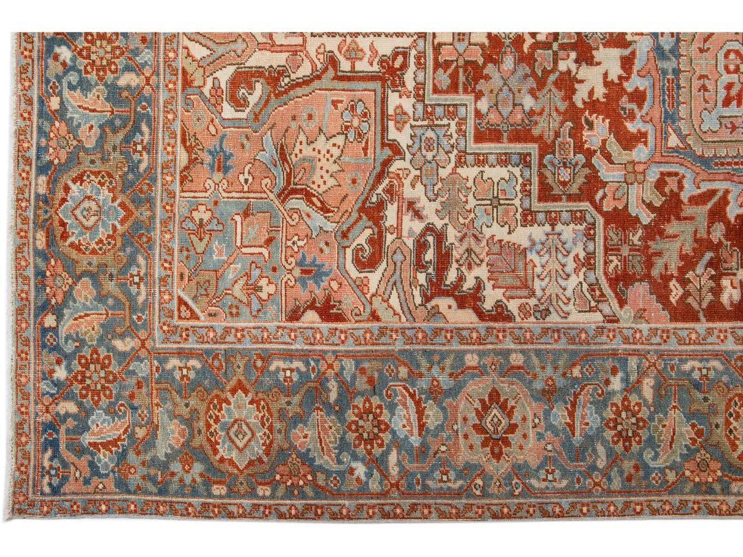 Antique Heriz Wool Rug 8 X 12