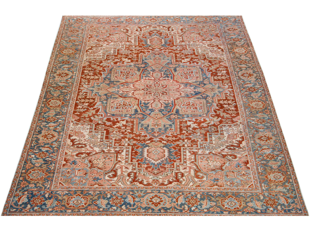 Antique Heriz Wool Rug 8 X 12