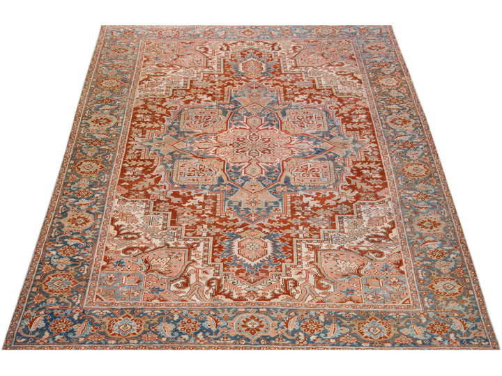 Antique Heriz Wool Rug 8 X 12