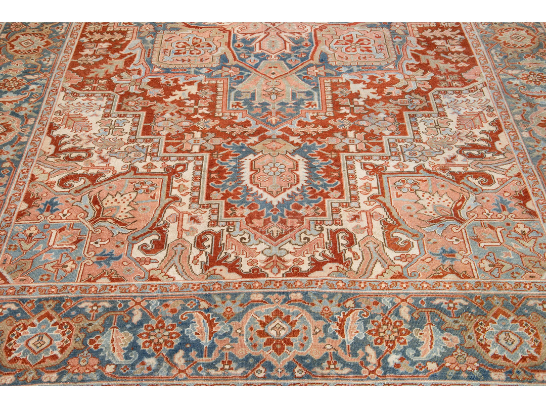 Antique Heriz Wool Rug 8 X 12