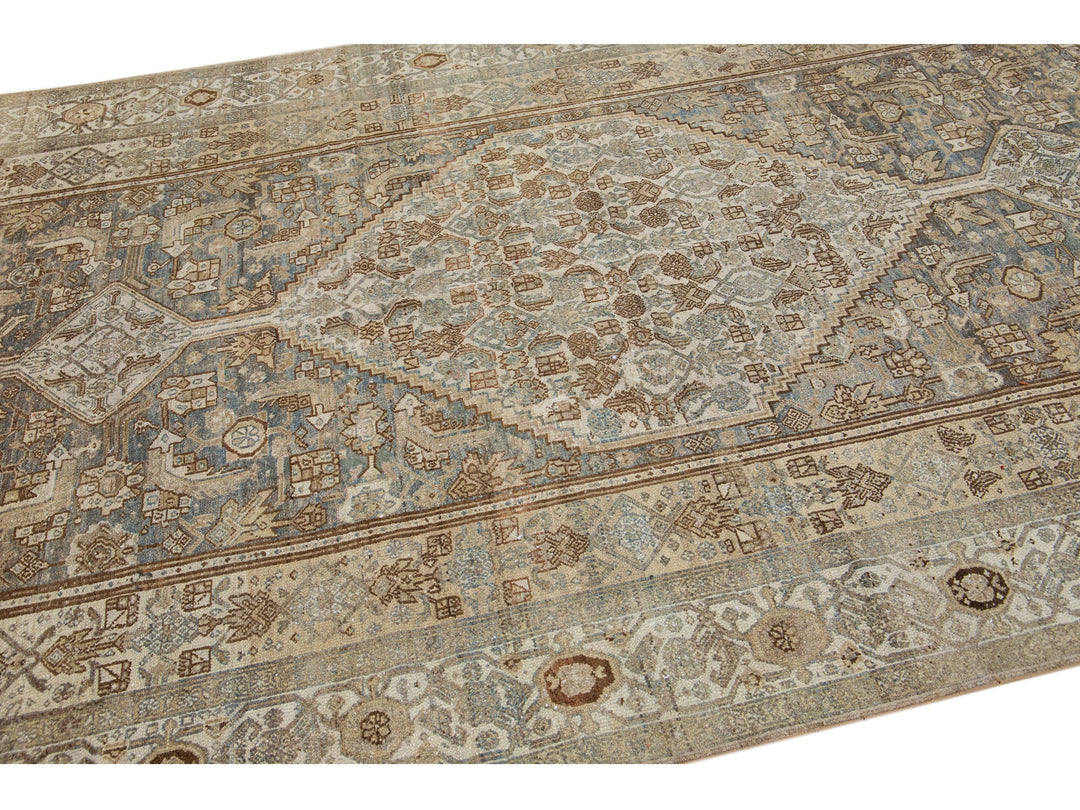 Antique Hamadan Wool Rug 7 X 16