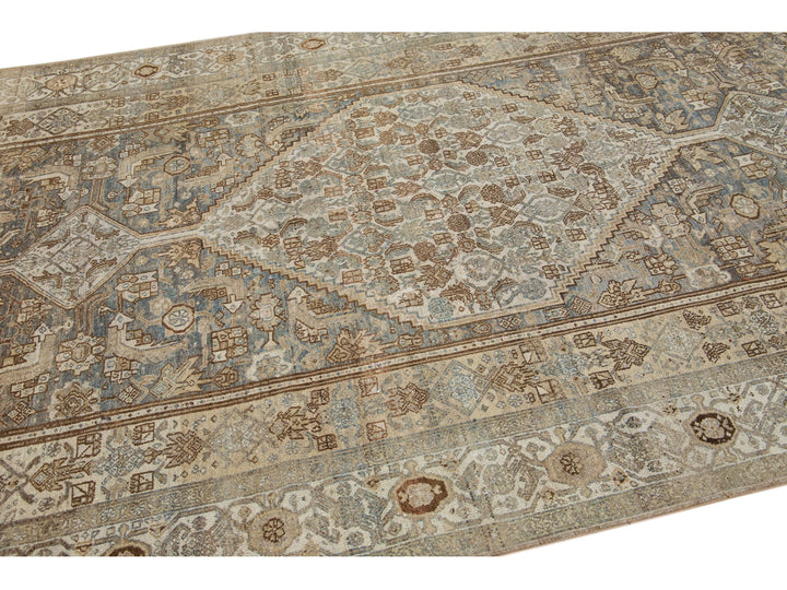 Antique Hamadan Wool Rug 7 X 16