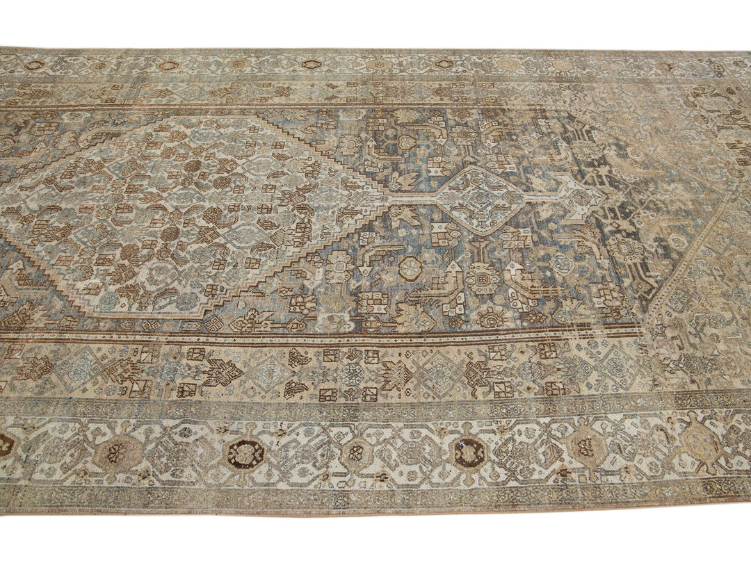 Antique Hamadan Wool Rug 7 X 16