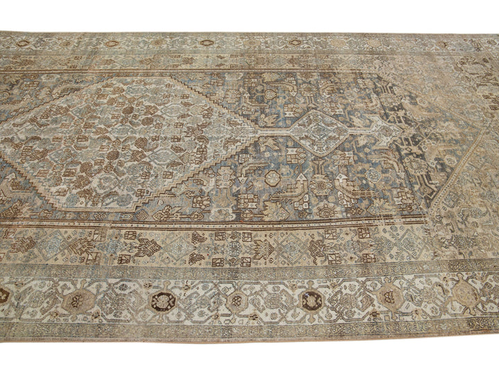 Antique Hamadan Wool Rug 7 X 16