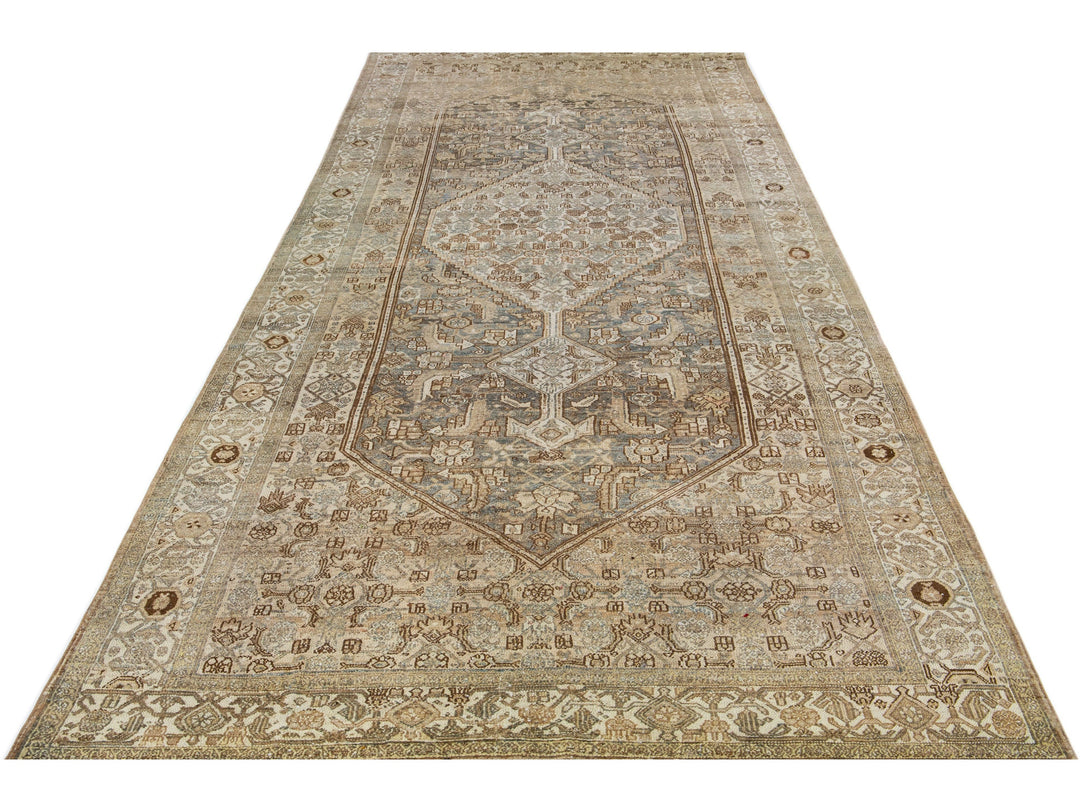 Antique Hamadan Wool Rug 7 X 16