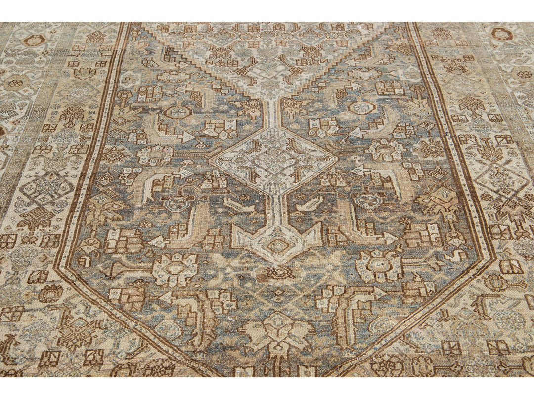 Antique Hamadan Wool Rug 7 X 16