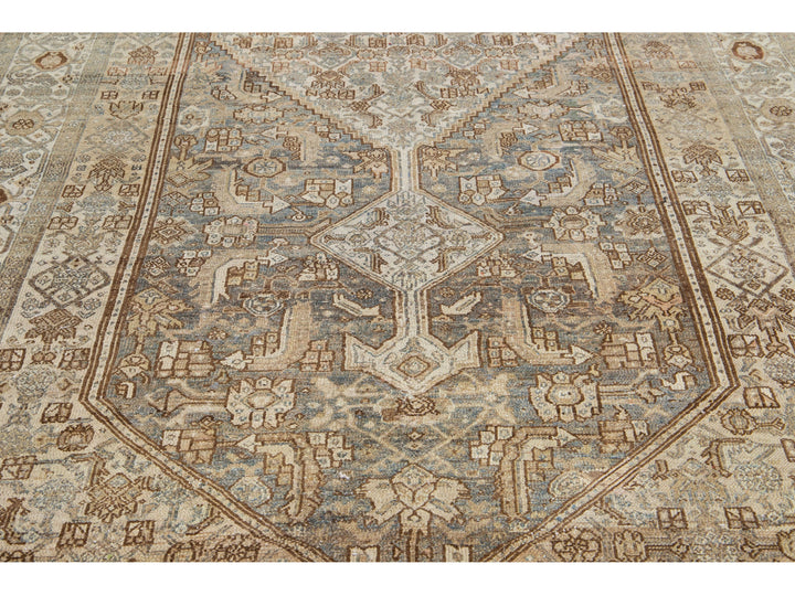 Antique Hamadan Wool Rug 7 X 16