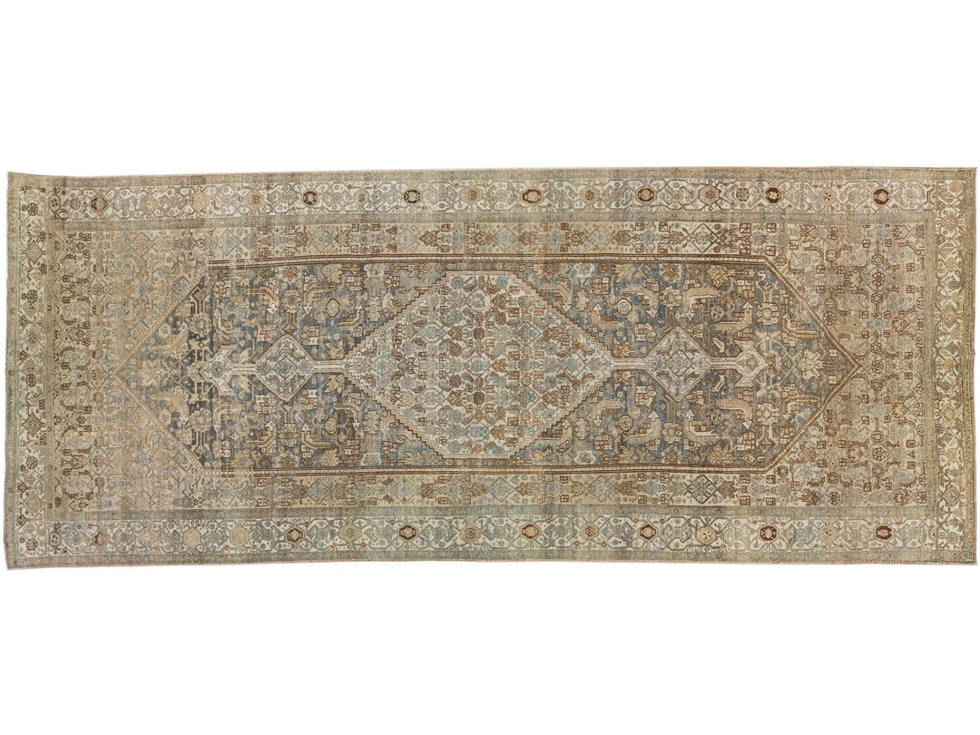 Antique Hamadan Wool Rug 7 X 16