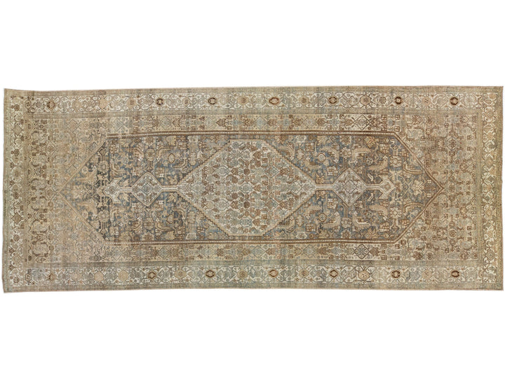 Antique Hamadan Wool Rug 7 X 16