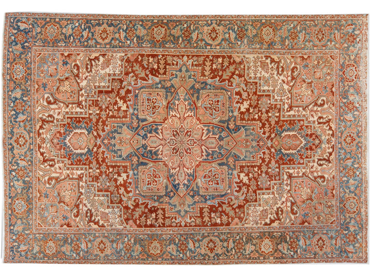 Antique Heriz Wool Rug 8 X 12