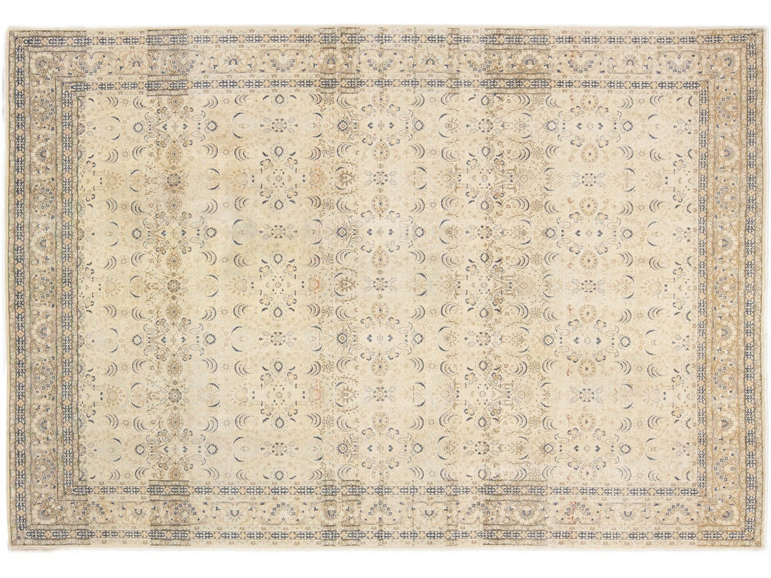 Antique Sivas Handmade Allover Motif Beige Oversize Wool Rug