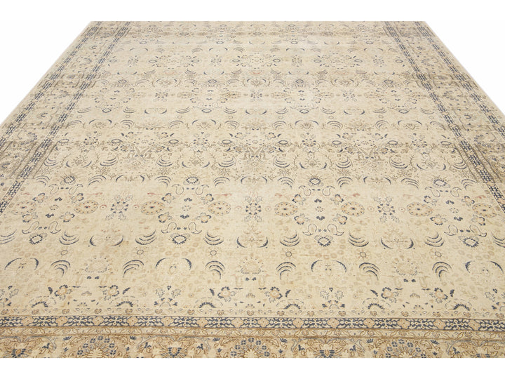 Antique Sivas Handmade Allover Motif Beige Oversize Wool Rug