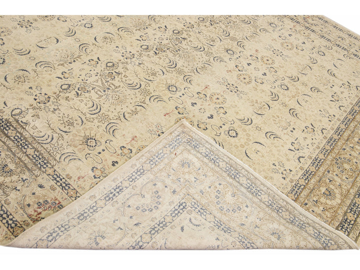 Antique Sivas Handmade Allover Motif Beige Oversize Wool Rug