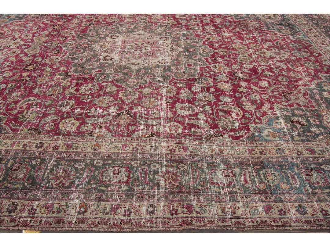 Early 20th Century Vintage Mashad Style Wool Rug 11 X 15