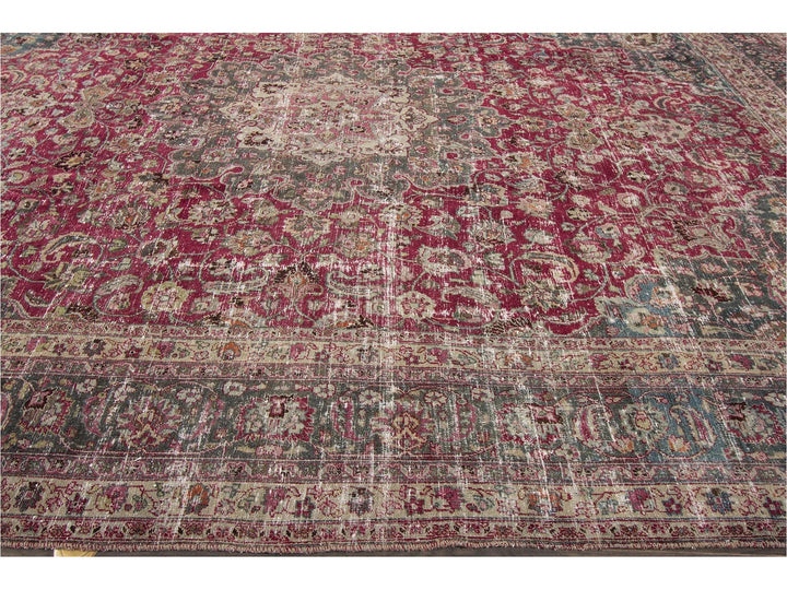 Early 20th Century Vintage Mashad Style Wool Rug 11 X 15