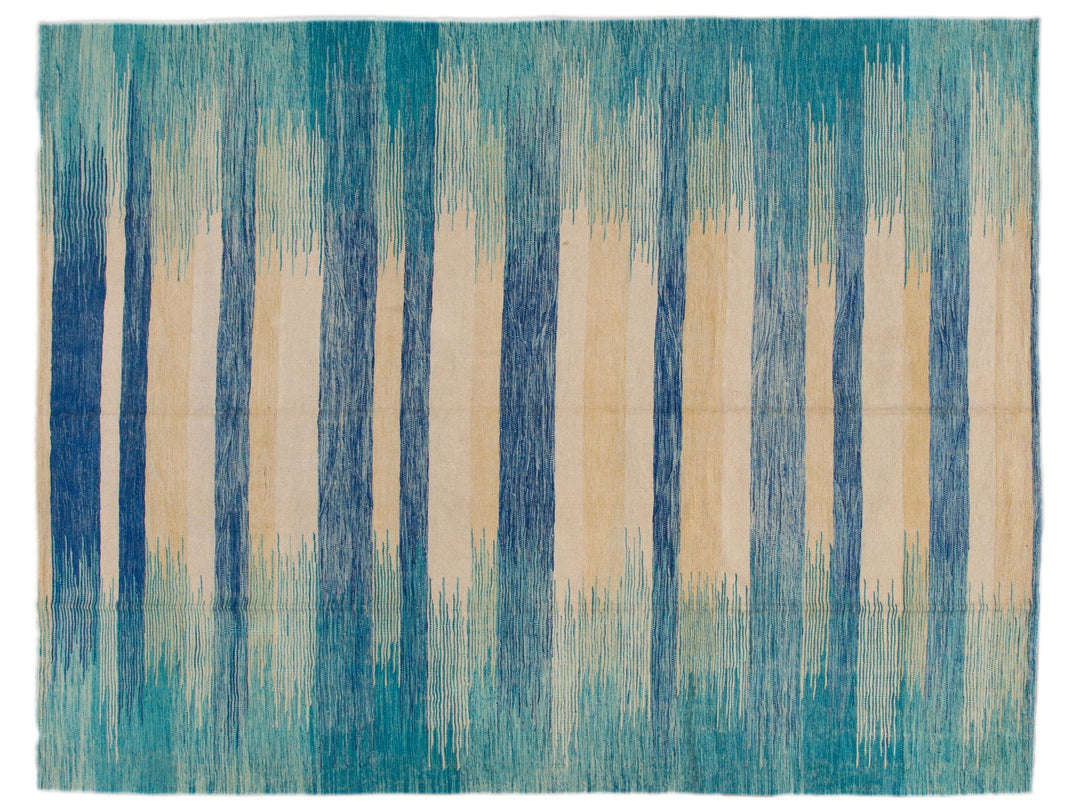 Modern Flat-Weave Wool Rug 9 X 12