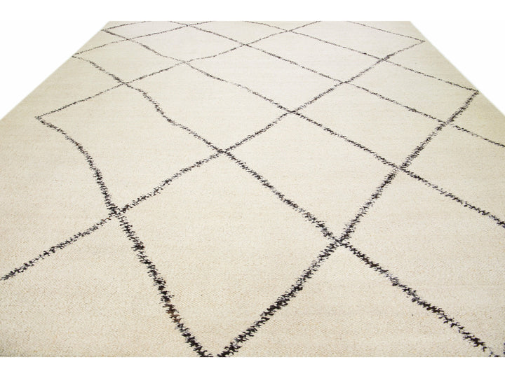 Modern Moroccan Wool Rug 12 X 15