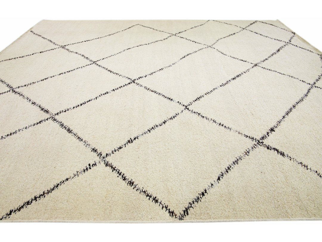 Modern Moroccan Wool Rug 12 X 15