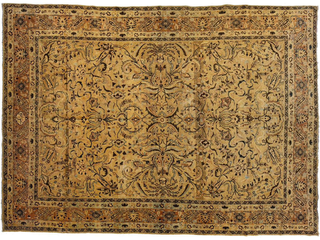 Antique Tabriz Wool Rug 10 X 15