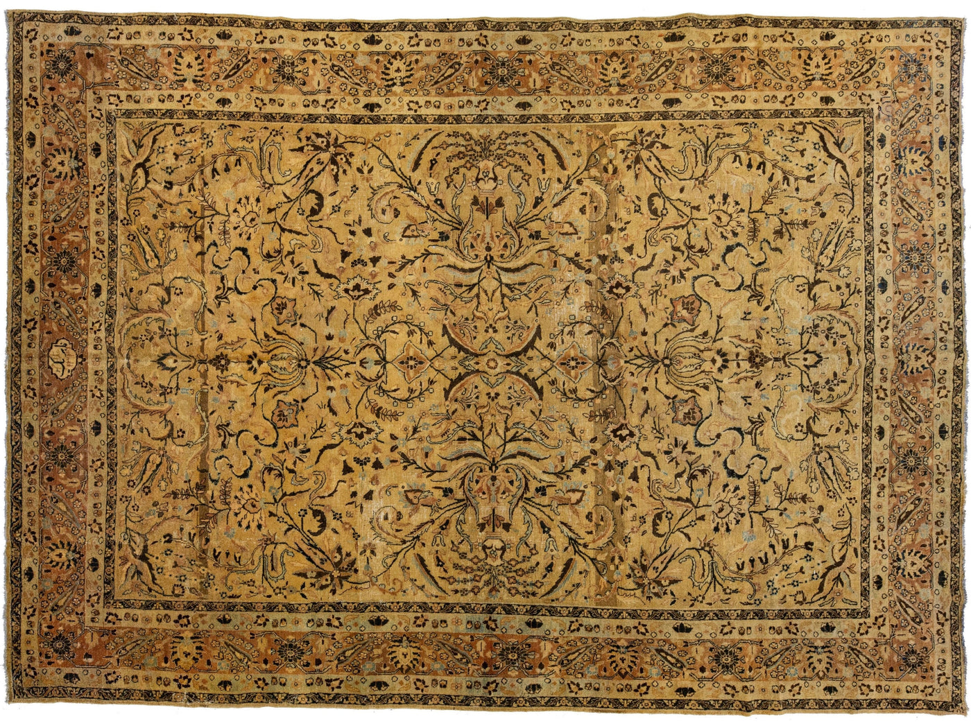 Antique Tabriz Wool Rug 10 X 15