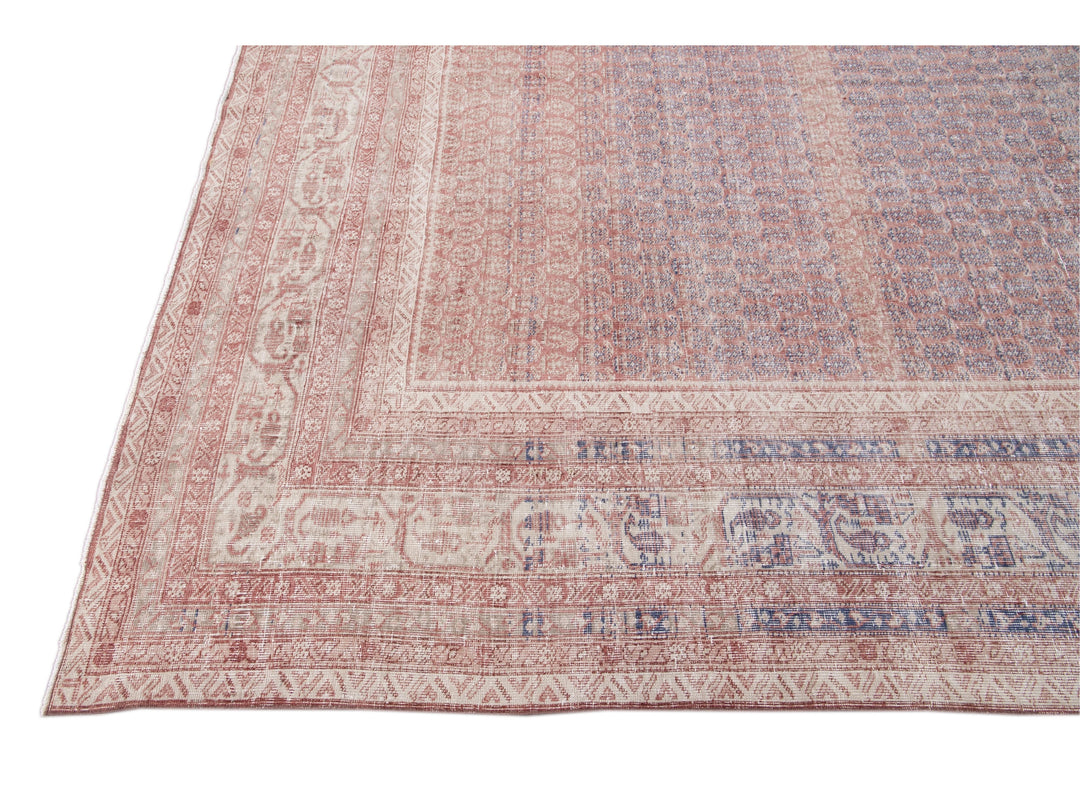 Vintage Turkish Deco Wool Rug 10 X 13