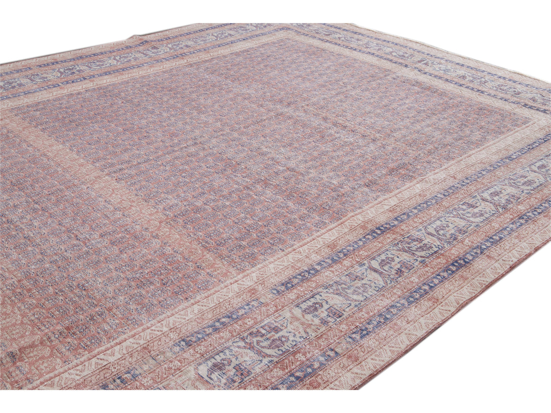 Vintage Turkish Deco Wool Rug 10 X 13