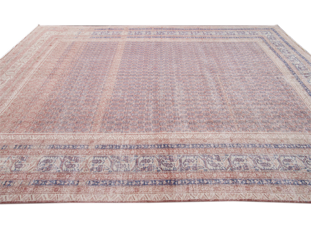 Vintage Turkish Deco Wool Rug 10 X 13