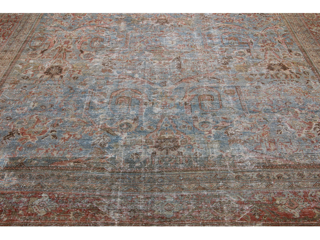 Antique Mahal Wool Rug 12 X 19