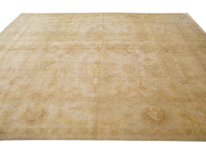 Vintage Turkish Oushak Wool Rug 9 x 12