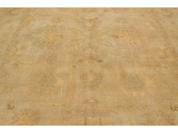 Vintage Turkish Oushak Wool Rug 9 x 12