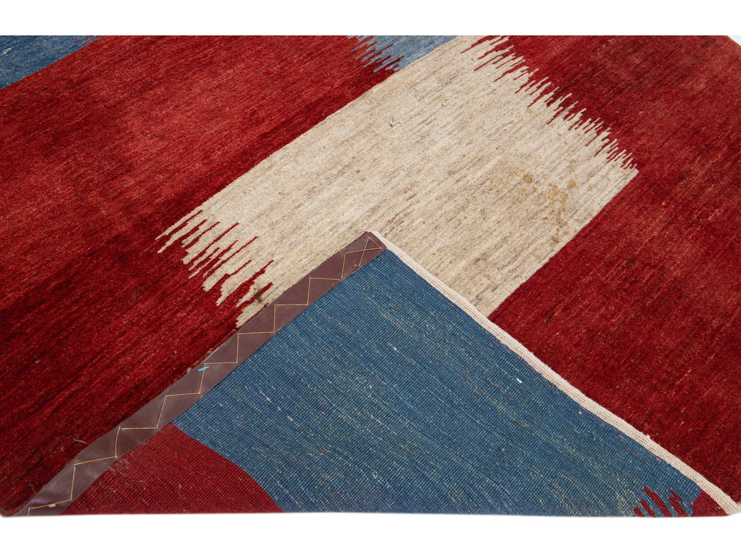 Modern Gabbeh Wool Rug 5 X 6