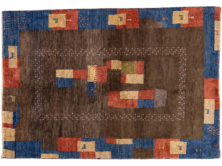 Modern Gabbeh Wool Rug 4 X 5