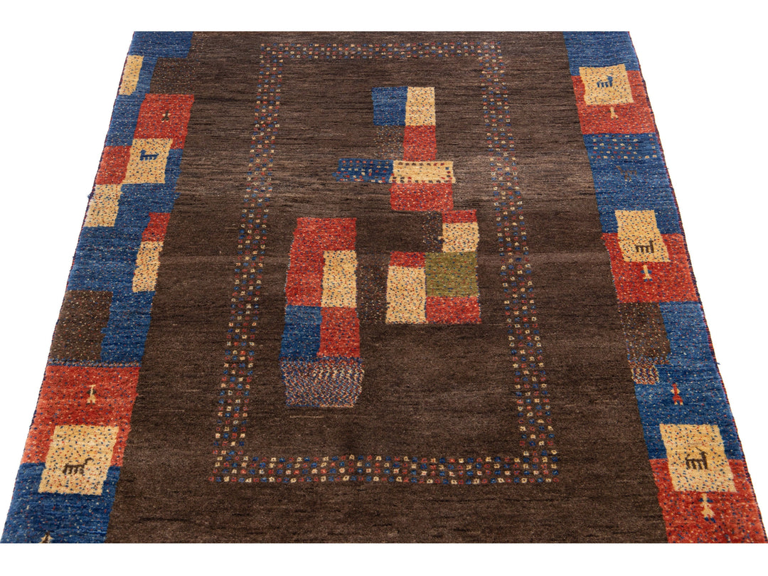Modern Gabbeh Wool Rug 4 X 5