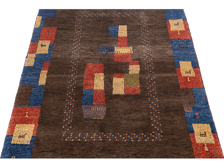 Modern Gabbeh Wool Rug 4 X 5
