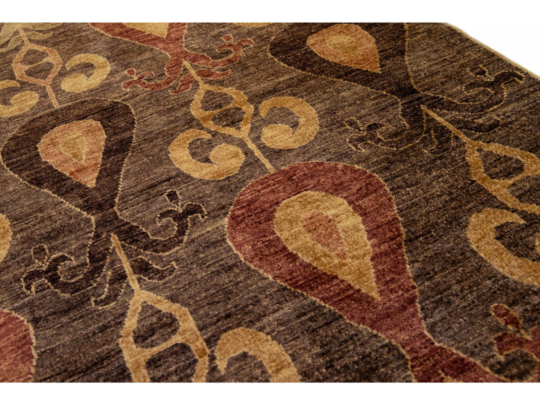 Modern Ikat Wool Rug 9 X 12