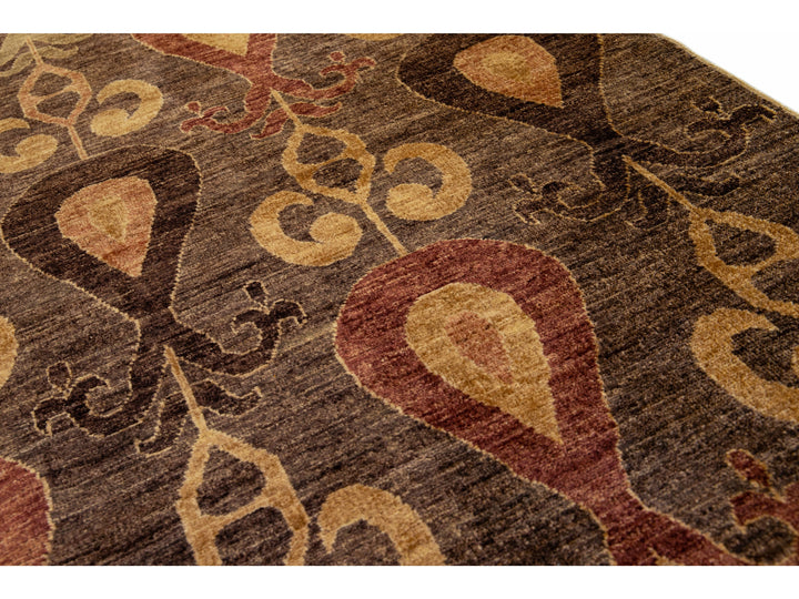 Modern Ikat Wool Rug 9 X 12