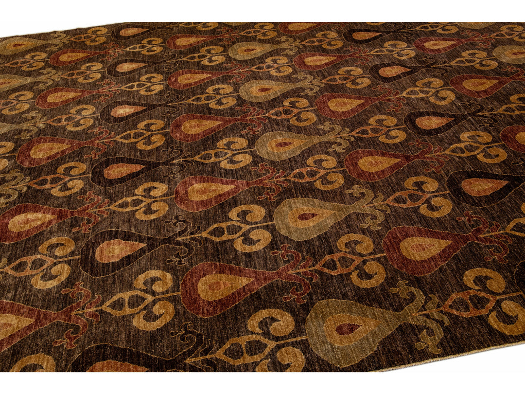 Modern Ikat Wool Rug 9 X 12