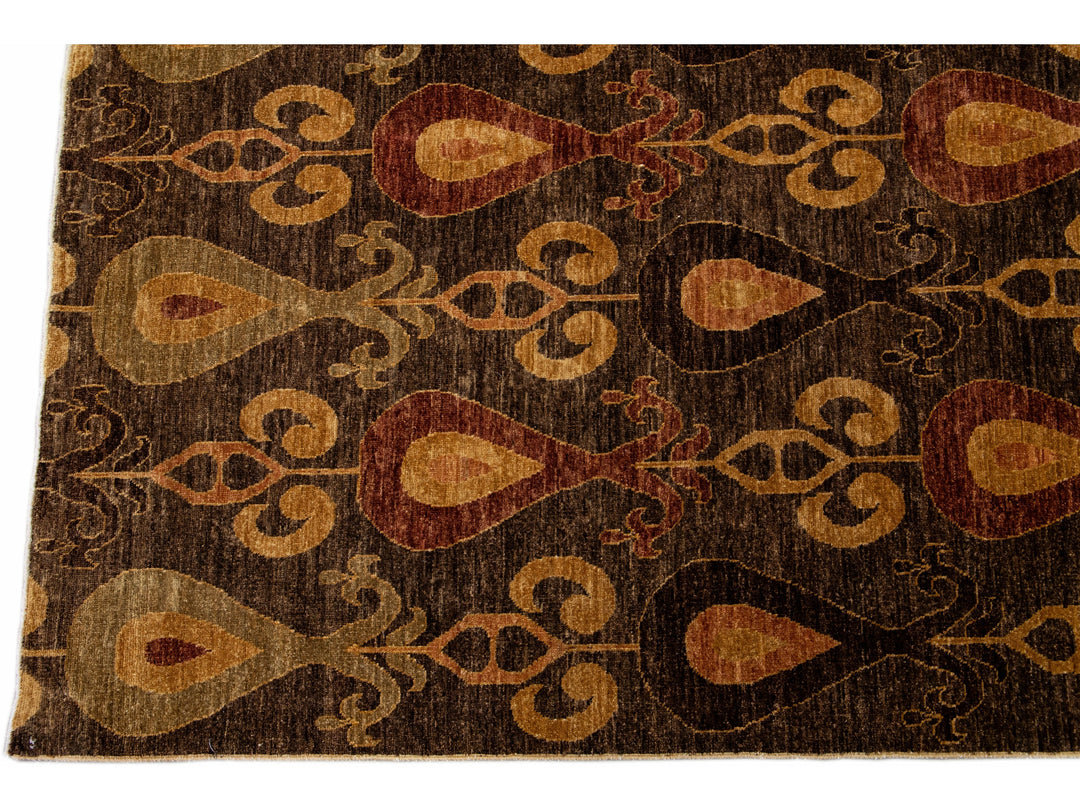 Modern Ikat Wool Rug 9 X 12