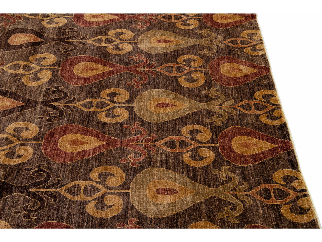 Modern Ikat Wool Rug 9 X 12