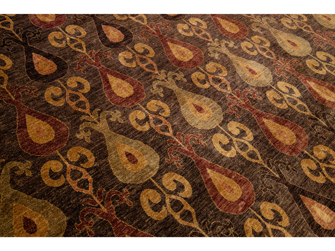 Modern Ikat Wool Rug 9 X 12