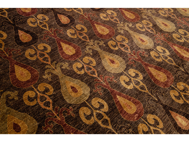 Modern Ikat Wool Rug 9 X 12