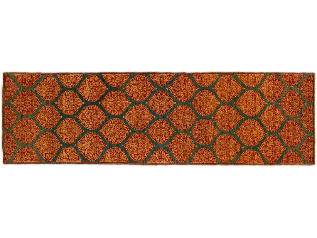 Blue Transitional Sari Silk Handmade Rusted Floral Pattern Designed Runner