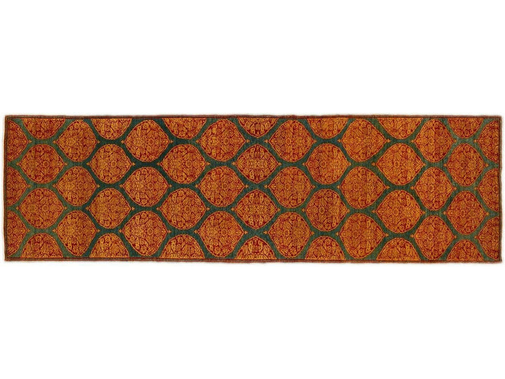 Blue Transitional Sari Silk Handmade Rusted Floral Pattern Designed Runner