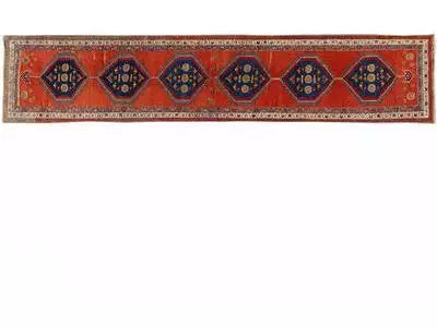 Antique Heriz Wool Runner 3 X 15