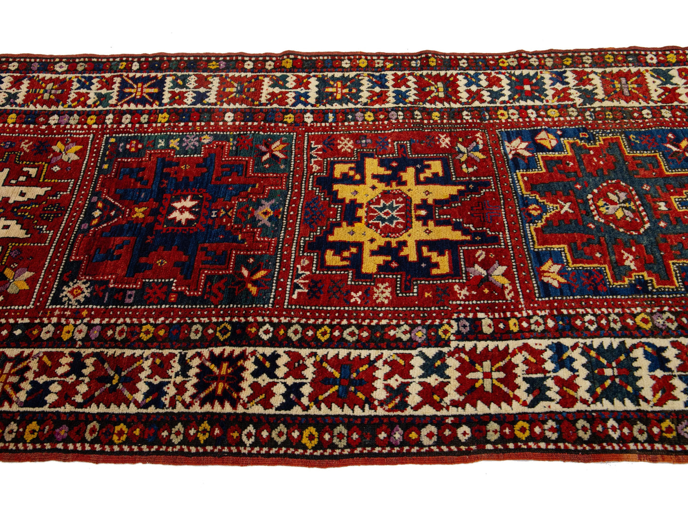 Antique Kazak Wool Rug 4 X 9