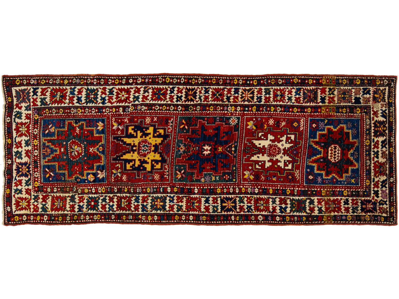 Antique Kazak Wool Rug 4 X 9
