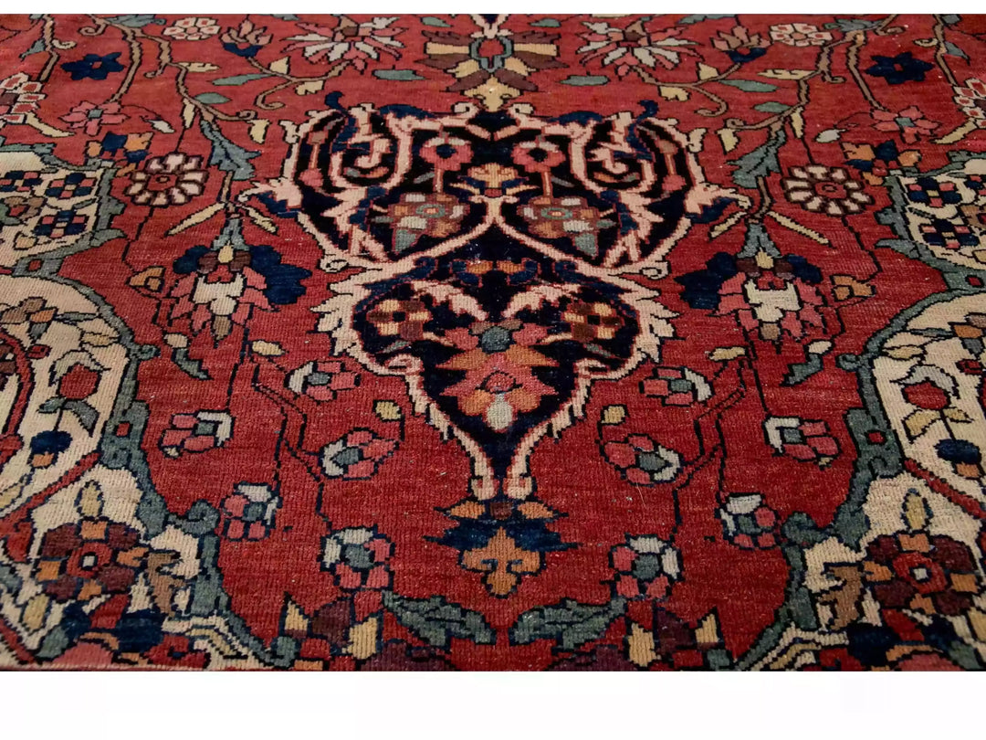 Antique Sarouk Wool Rug 9 X 12